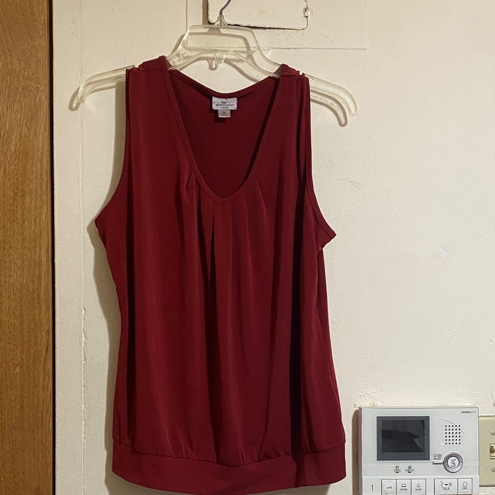 Worthington Burgundy Sleeveless Tank Top Burgundy Open to Offer